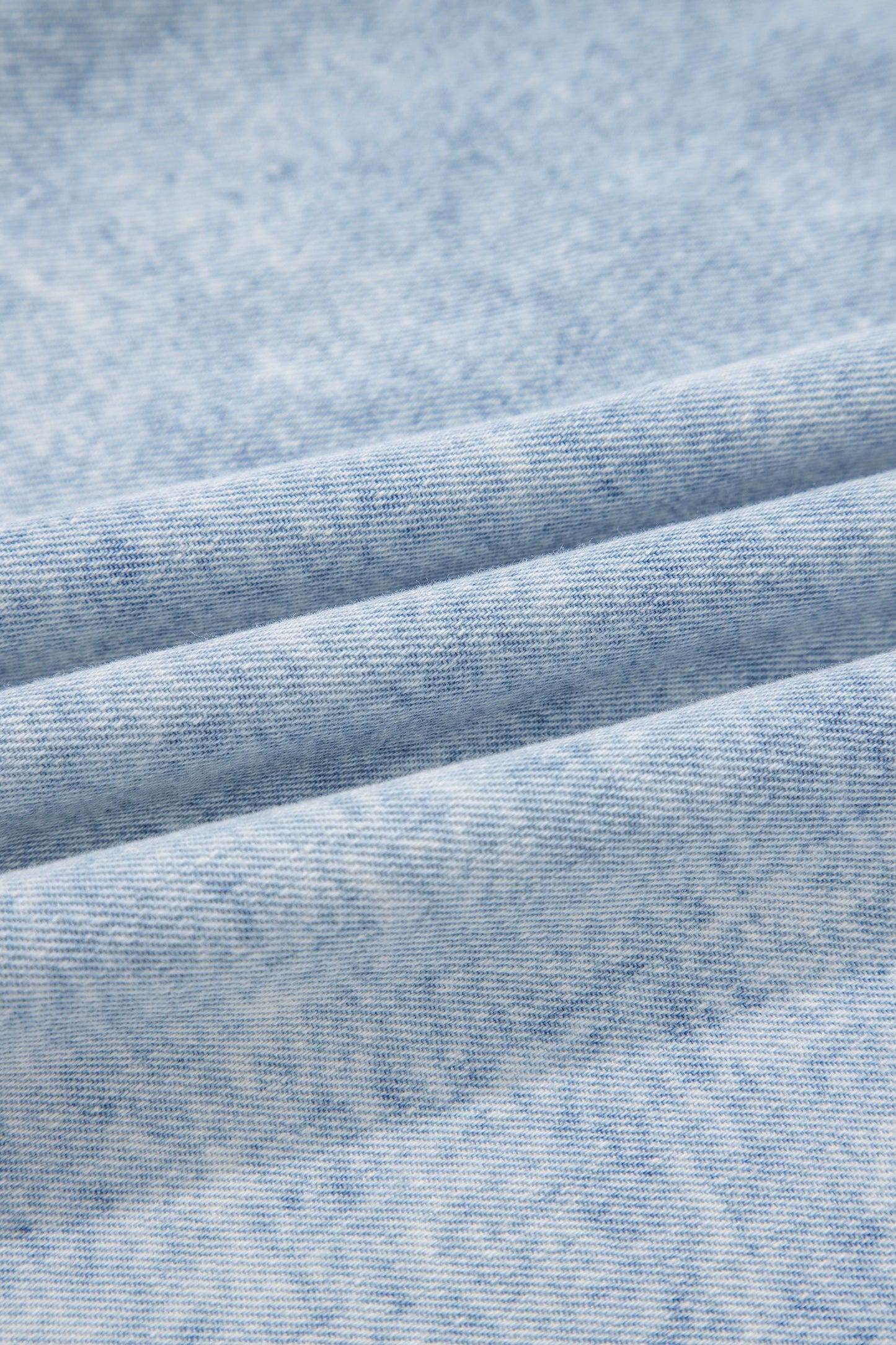 Vintage Gewassen Denim Top met Plissé Mouwen met Ruches