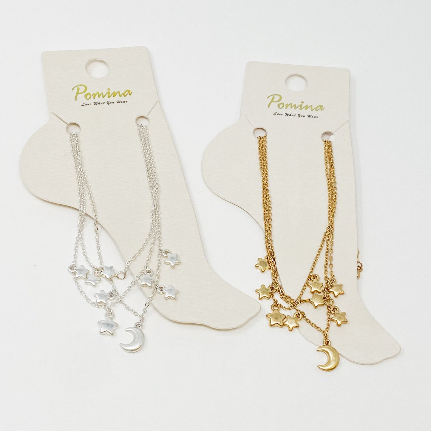Starred Up Chain Anklet, Set of 3