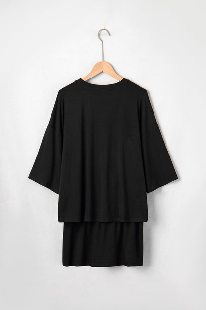 Effen Oversized T-shirt & Wikkelrokje Set