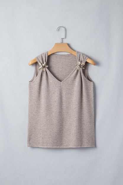 Gebreide tanktop met V-hals en metalen zeesterren