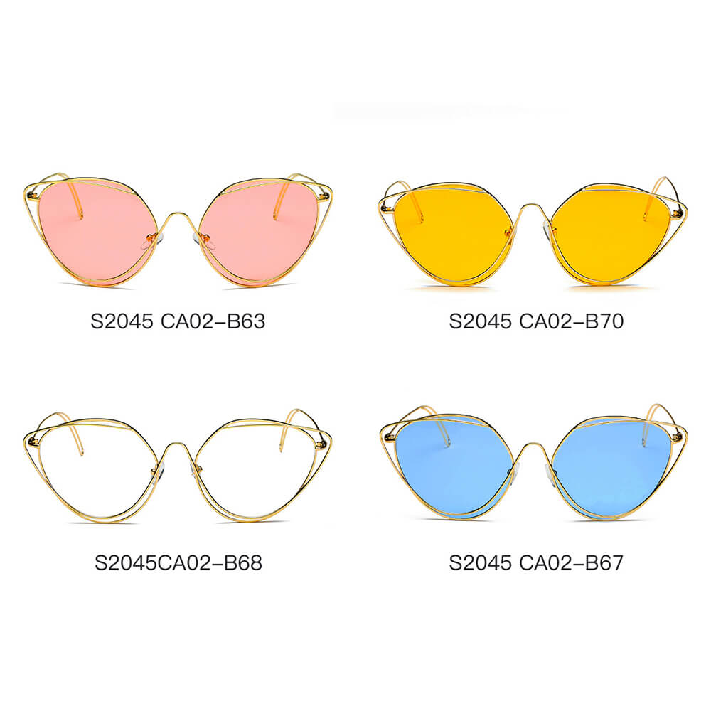 LISLE | Dames Mode Ronde Metaaldraad Kunst Cat Eye Zonnebril