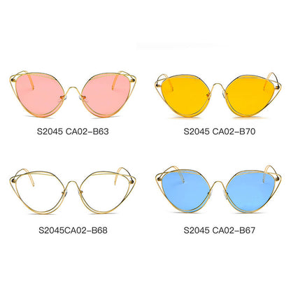 LISLE | Dames Mode Ronde Metaaldraad Kunst Cat Eye Zonnebril