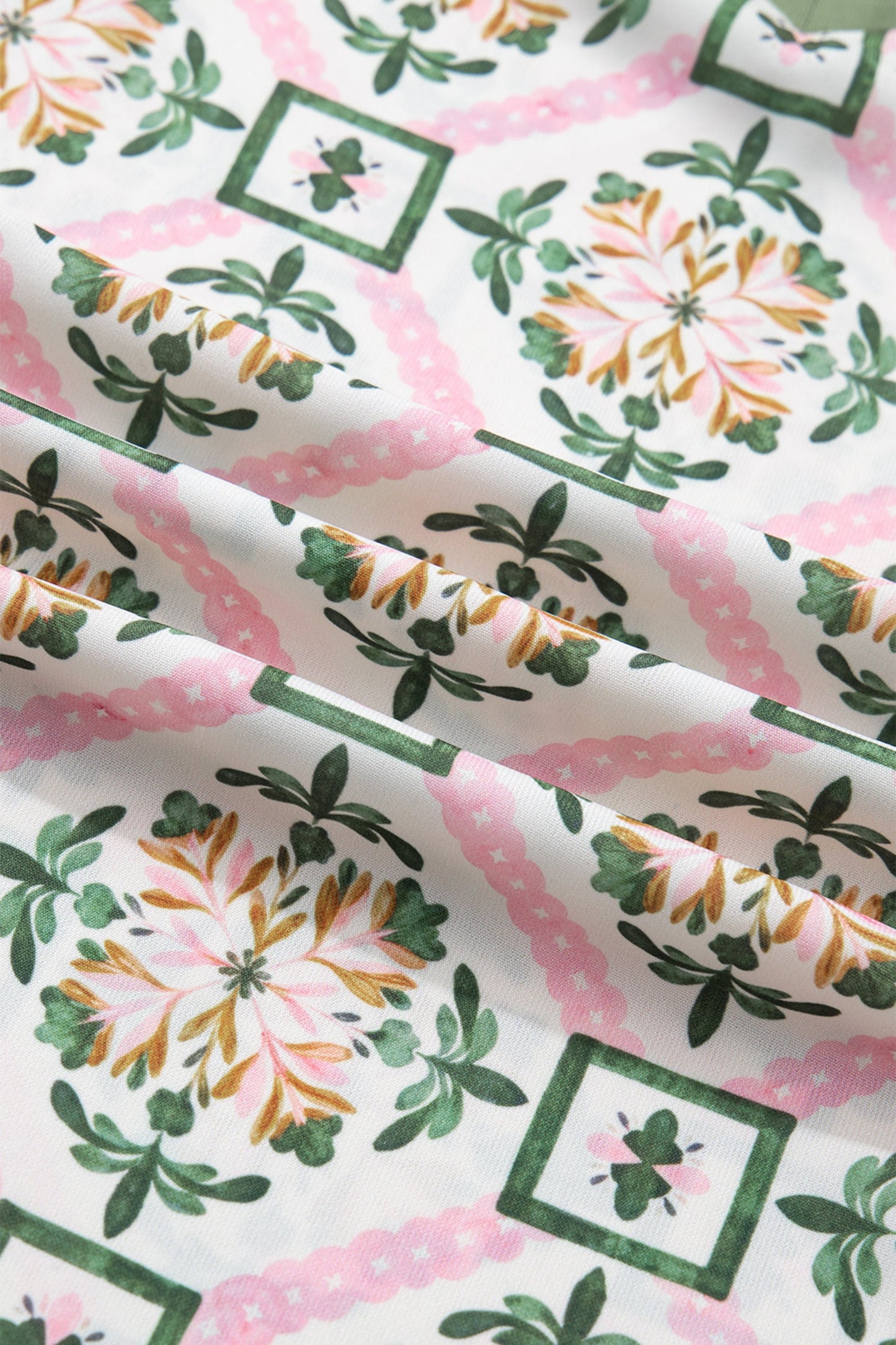 Boho Geometrische Bloemen Jurk met Korte Mouwen
