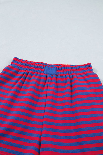 Set van gestreepte top met korte mouwen en high waist short