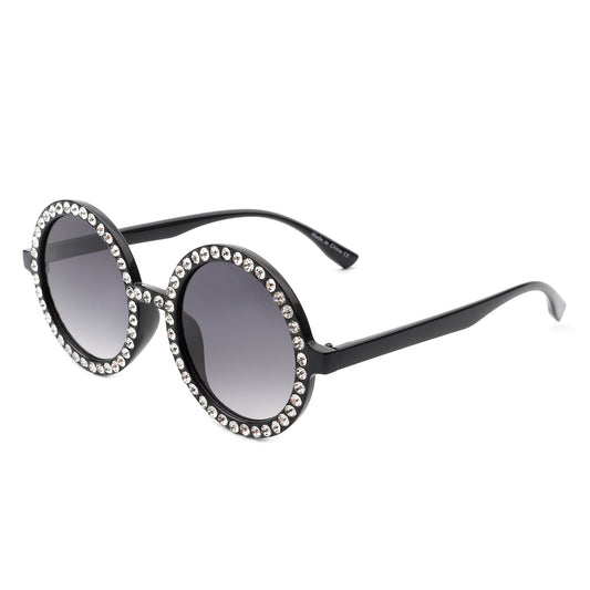 Dreamwey - Ronde Mode Strass Cirkel Oversized Dames Zonnebril