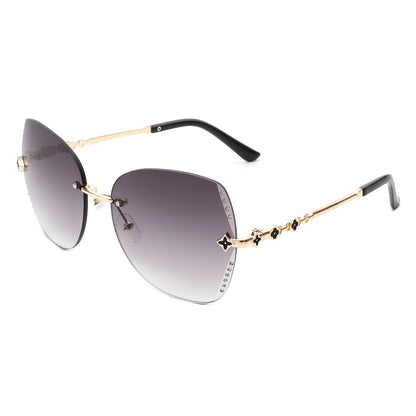 Kineticx - Oversize Randloze Vlindervorm Getinte Strass Mode