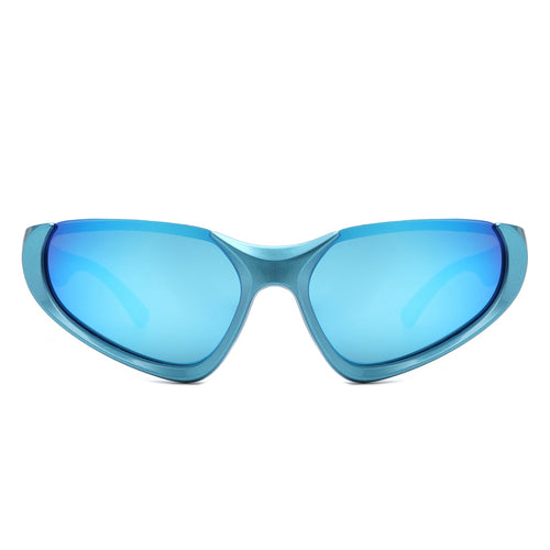 Dazzling - Retro Rectangle Wrap Around Fashion Sunglasses
