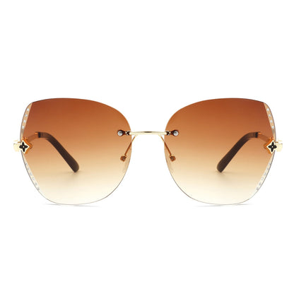 Kineticx - Oversize Randloze Vlindervorm Getinte Strass Mode
