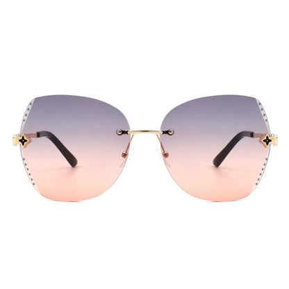 Kineticx - Oversize Randloze Vlindervorm Getinte Strass Mode