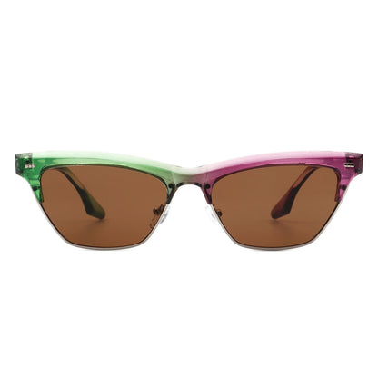 Mistique - Retro Half Montuur Vierkante Mode Cateye Zonnebril voor Dames