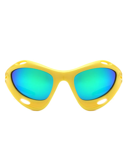 Nimbus - Chunky Geometric Wrap Around Square Sport Sunglasses