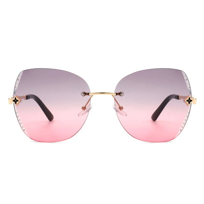 Kineticx - Oversize Randloze Vlindervorm Getinte Strass Mode