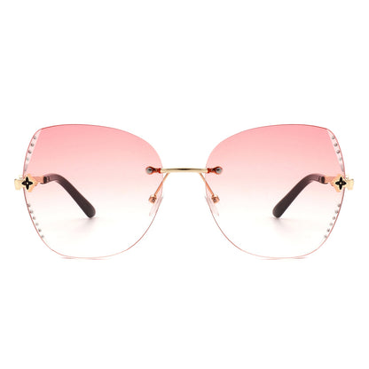 Kineticx - Oversize Randloze Vlindervorm Getinte Strass Mode