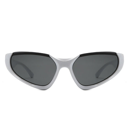 Dazzling - Retro Rectangle Wrap Around Fashion Sunglasses