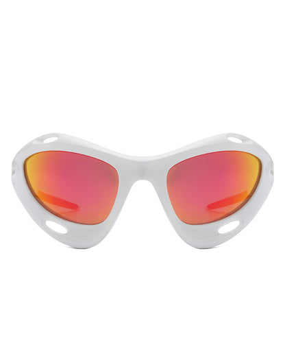 Nimbus - Chunky Geometric Wrap Around Square Sport Sunglasses