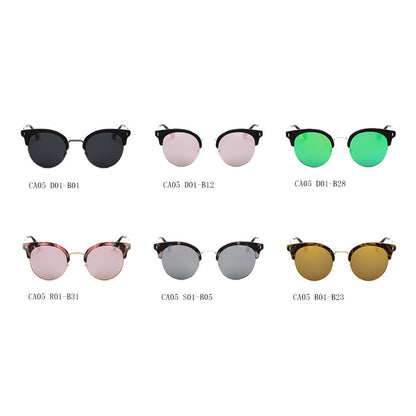 Biloxi - Dames Half Frame Ronde Cat Eye Gepolariseerde Zonnebril
