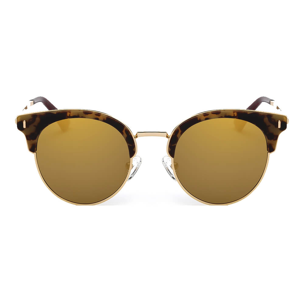 Biloxi - Dames Half Frame Ronde Cat Eye Gepolariseerde Zonnebril