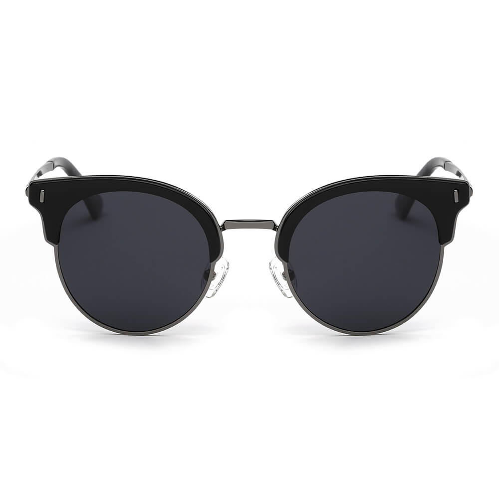 Biloxi - Dames Half Frame Ronde Cat Eye Gepolariseerde Zonnebril