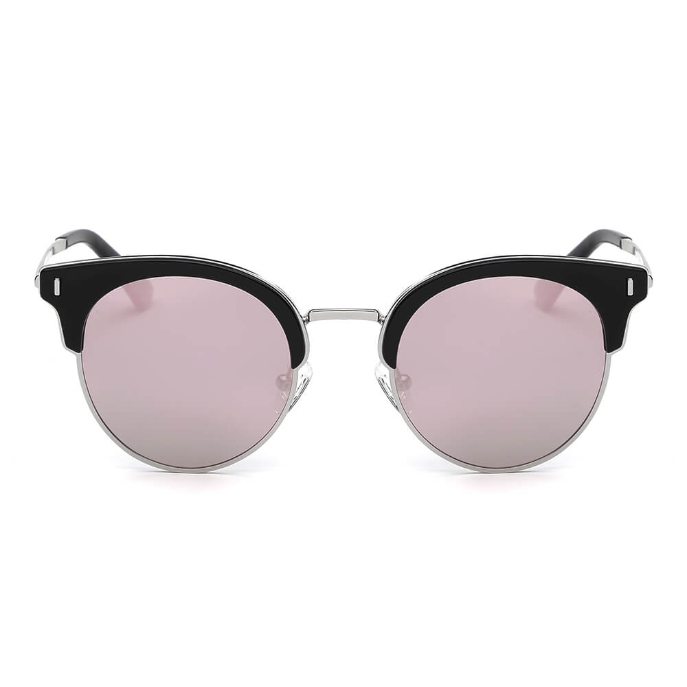 Biloxi - Dames Half Frame Ronde Cat Eye Gepolariseerde Zonnebril