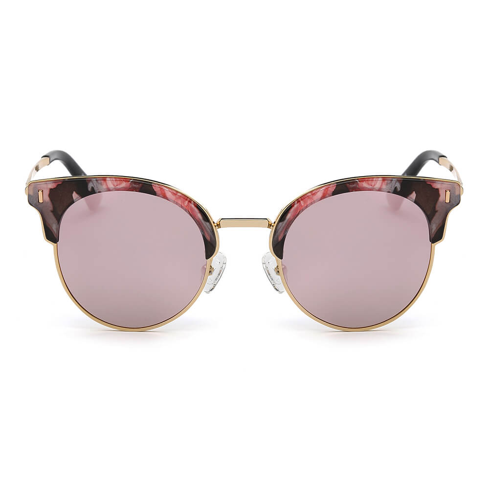 Biloxi - Dames Half Frame Ronde Cat Eye Gepolariseerde Zonnebril