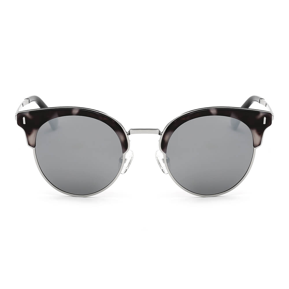 Biloxi - Dames Half Frame Ronde Cat Eye Gepolariseerde Zonnebril