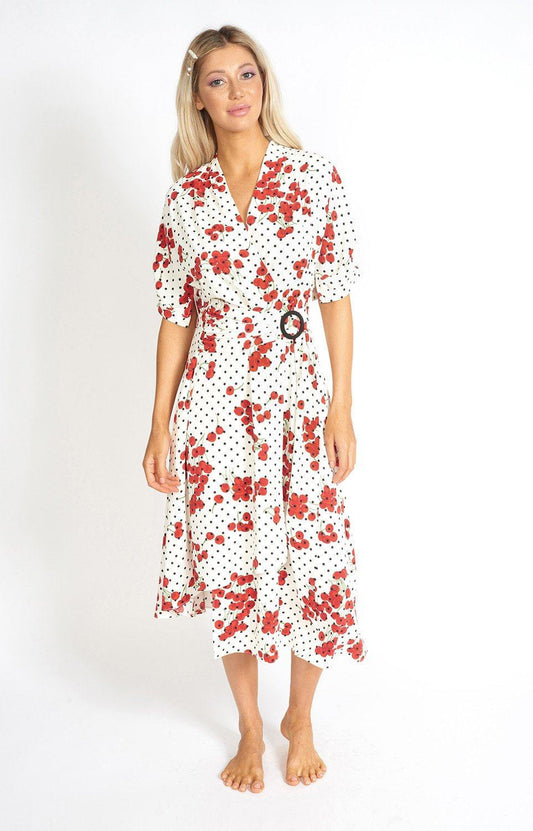 Kersen en Polka Dot Wikkeljurk