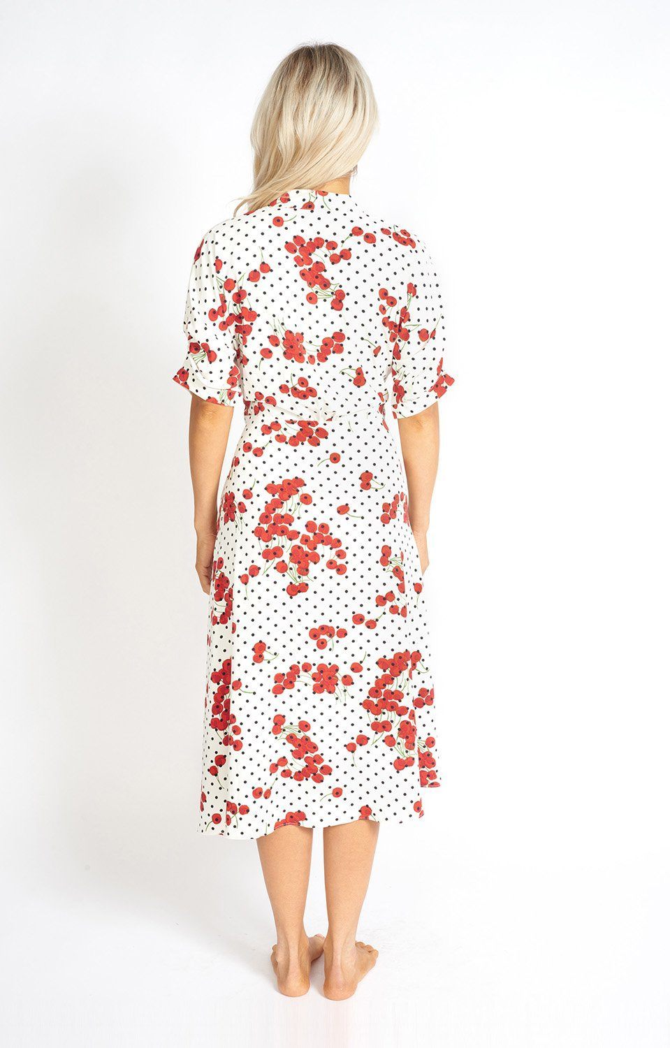 Kersen en Polka Dot Wikkeljurk