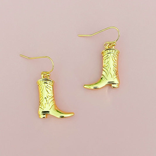 Oorbellen met bungelende cowgirl laarsjes
