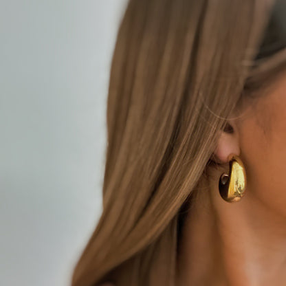 Crescent Halo Golden Hoop Earrings