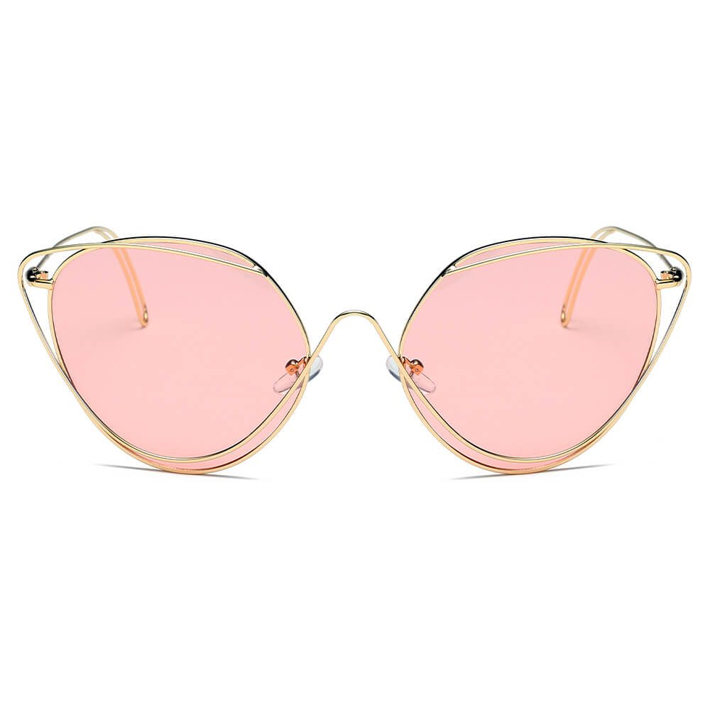 LISLE | Dames Mode Ronde Metaaldraad Kunst Cat Eye Zonnebril