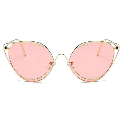 LISLE | Dames Mode Ronde Metaaldraad Kunst Cat Eye Zonnebril