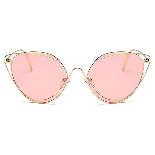 LISLE | Dames Mode Ronde Metaaldraad Kunst Cat Eye Zonnebril