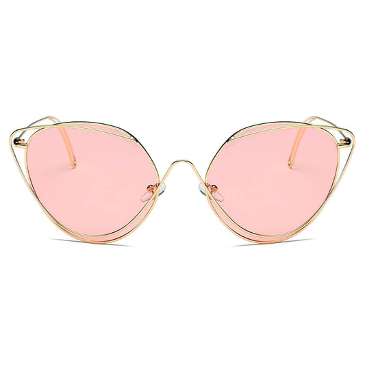 LISLE | Dames Mode Ronde Metaaldraad Kunst Cat Eye Zonnebril