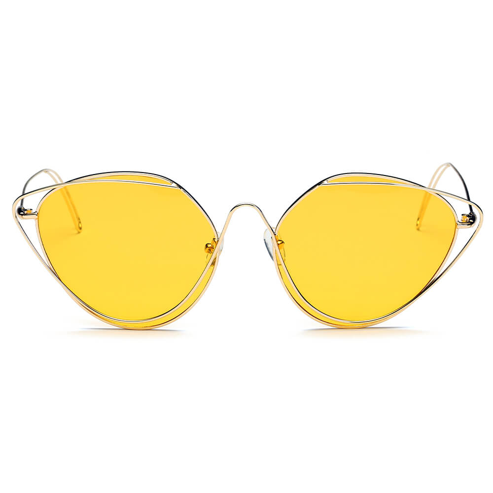 LISLE | Dames Mode Ronde Metaaldraad Kunst Cat Eye Zonnebril