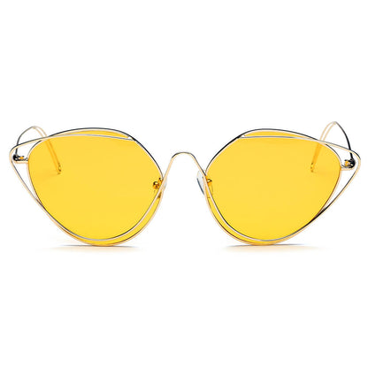 LISLE | Dames Mode Ronde Metaaldraad Kunst Cat Eye Zonnebril