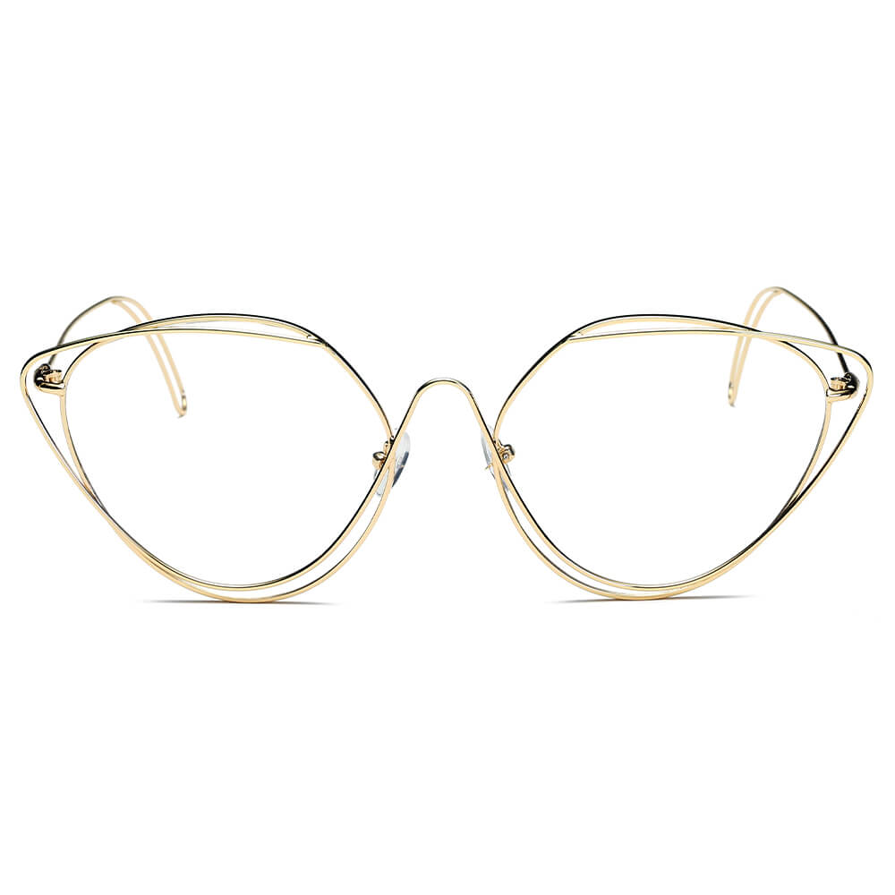 LISLE | Dames Mode Ronde Metaaldraad Kunst Cat Eye Zonnebril