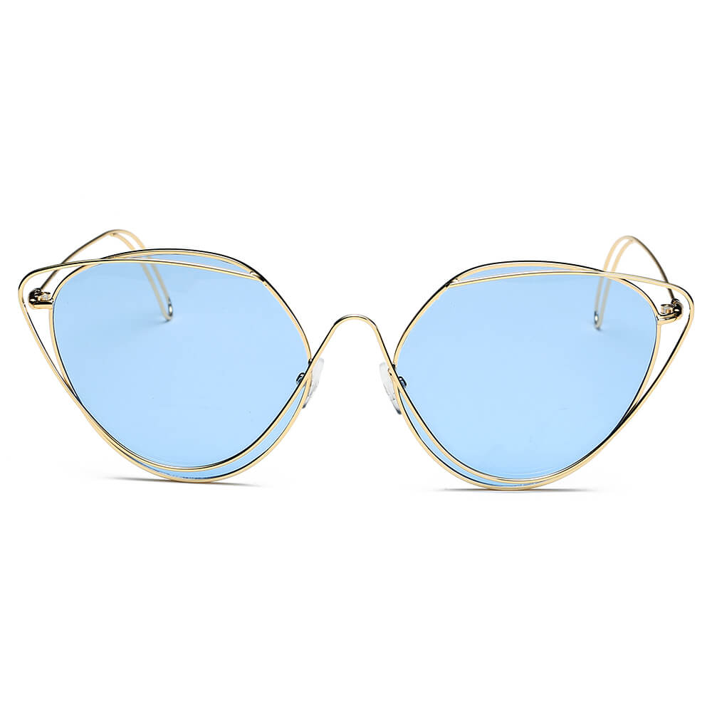 LISLE | Dames Mode Ronde Metaaldraad Kunst Cat Eye Zonnebril