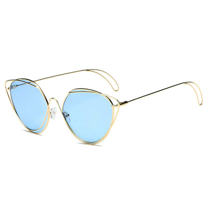 LISLE | Dames Mode Ronde Metaaldraad Kunst Cat Eye Zonnebril