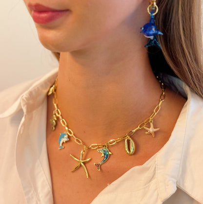 Ocean Play Charm Ketting – Dolfijn, Zeester & Schelp