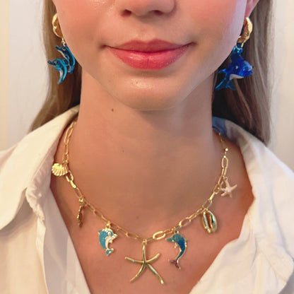 Ocean Play Charm Ketting – Dolfijn, Zeester & Schelp