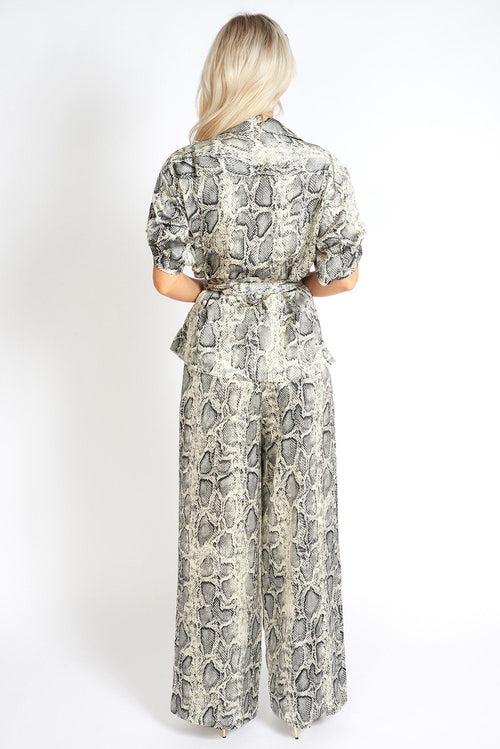 Wijde broek met slangenprint