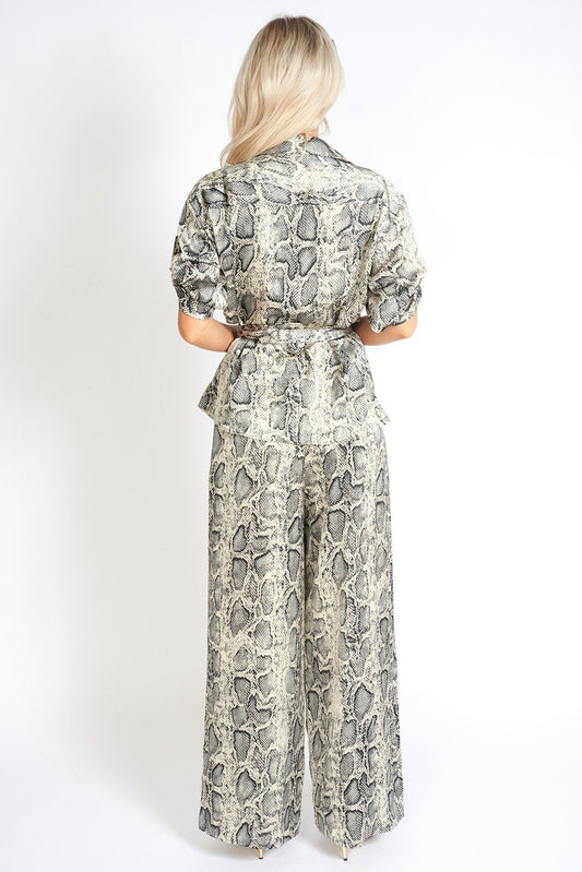 Wijde broek met slangenprint