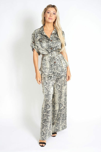 Wijde broek met slangenprint