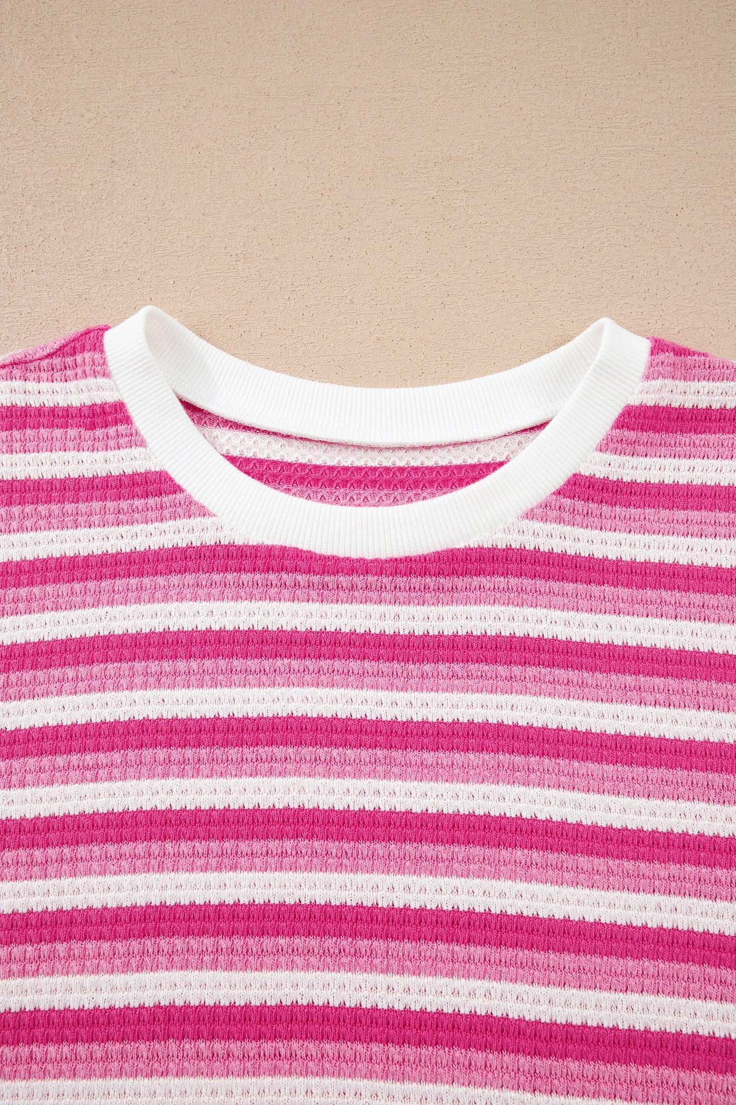 Gestreept Gebreid T-shirt met Korte Mouwen