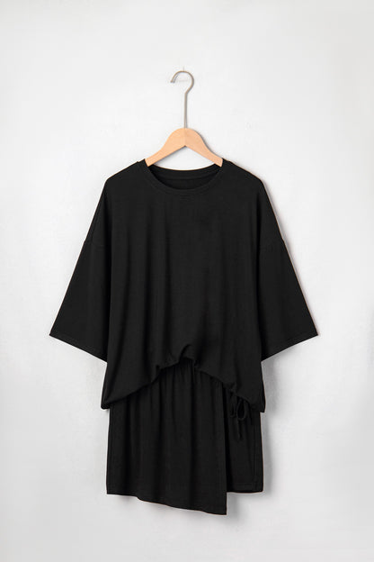 Effen Oversized T-shirt & Wikkelrokje Set