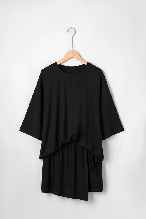 Effen Oversized T-shirt & Wikkelrokje Set