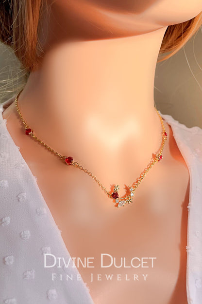 "Sprookjestuin" 24K Rood CZ Ketting