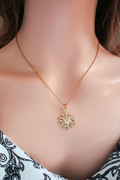 24 karats CZ solhalsband