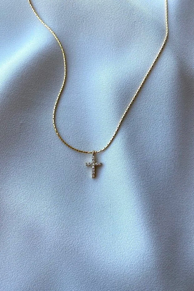 Zirkoon Steen Kruis Ketting Elegante Minimale Vrouwen Sieraden