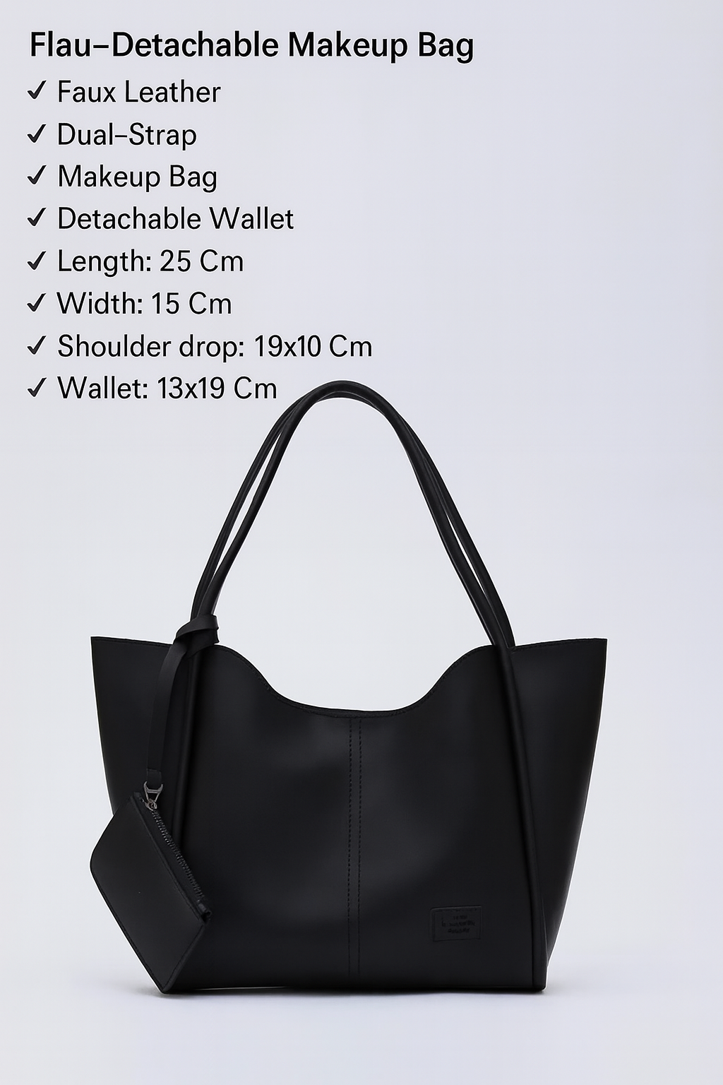 Zwarte SHK108 kunstleren dames hand-/schoudertas met portemonnee make-up